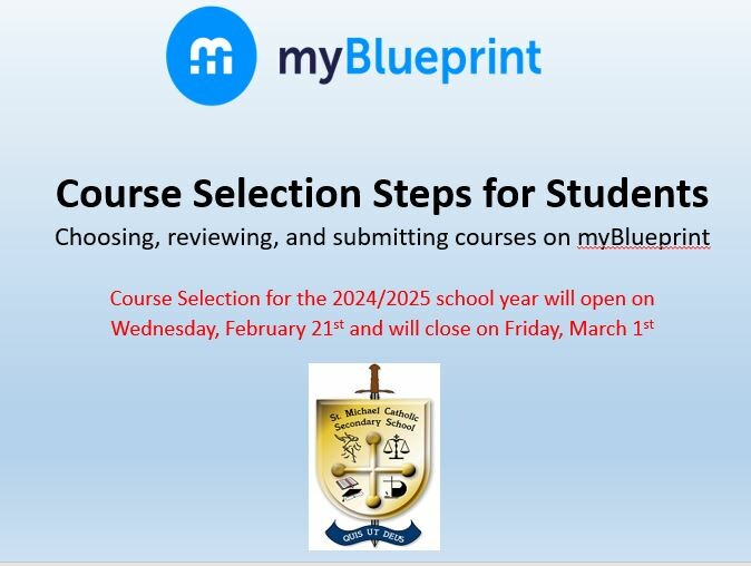 Myblueprint course selection steps graphic