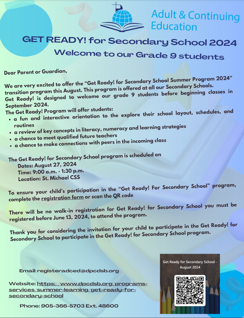 Get ready for grade 9 poster